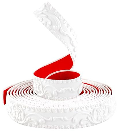 TECDW 6 Metri Modanatura Adesiva Flessibile, Cornice Adesiva per Pareti, Modanature Flessibili e Rifiniture, 3D Finitura Decorativa da Parete Autoadesivo per Specchio, la Casa (Bianco, 3,6cm W)