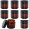 TOKSEO 8 Pièces Verre Ambré Boîte Vide, 60 ml Pots de Pommade Pots de Crème à Remplir, Pot en Verre Brun avec Couvercle et Liner Ppour Crèmes Cosmétiques Lotions Huiles Essentielles
