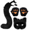Marooma Katzen-Therian-Maske und Schwanz-Set, Tiermaske, Pelzige Therian-Maske, Wolfsmaske, Weiße Katzenmaske, Halbmaske für Maskerade, Katzenmaske, Therian-Wolf, (A)