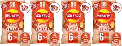 Baked Sea Salt Snacks Crisps (6 x 22g) 4 x 132g,New Paper Outer Bag! This paper outer bag is part of our journey to reduce virgin plastic in our Baked range packaging and can be recycled at home.