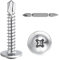 SHUNCHG Lot de 50 Vis à Tôle Autoperceuses M4.2 x 50mm à tête Bombée en Acier Inoxydable 410, Cruciformes M4.2, Vis à Tête Ronde Autoperceuse Avec Tournevis pour Acier, Tôle