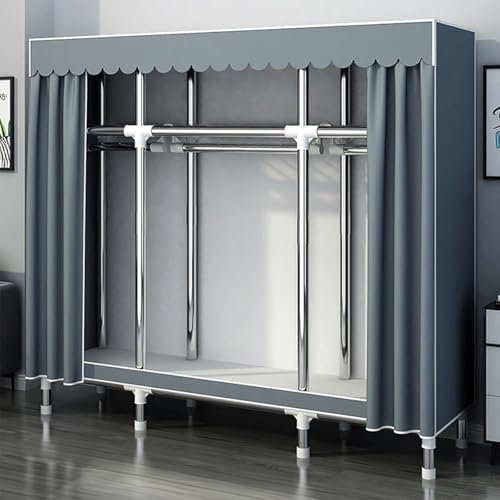 Armarios de Tela, Armario Portátil Con Barra Para Colgar Ropa Con Cubierta Antipolvo Toda la Estructura Del Marco de Acero, Cómodo Armario Puede Guardar Ropa Bolsos y Zapatos de Forma Ordenada