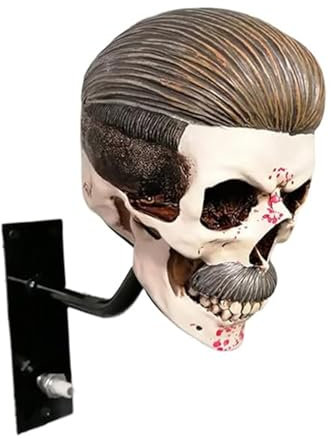 Motorrad-Helm-Totenkopf-Halter, Wandhalterung, Helm-Aufbewahrungsregal, Kunstharz, Handwerk, Totenkopf-Helmständer für Mäntel, Mützen, Baseballs und Rugby-Helme