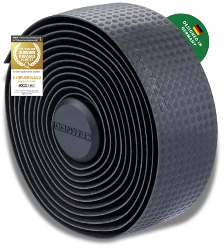 CONTEC Lenkerband Prestige.Carbon, 2000x30x2,5 mm, aus EVA-Schaum in Carbon-Optik, selbstklebend und rutschsicher, mit Klebestreifen und 2 Lenkerstopfen, Paar, schwarz
