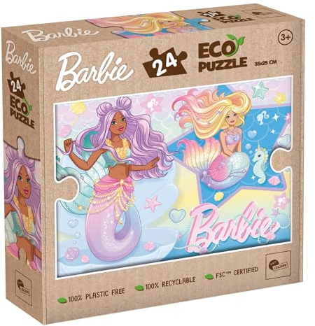 Lisciani - Jigsaw Puzzle BARBIE - 24 Piece Double Sided Jigsaw Puzzle for Children from 3 years - Back to colour - Format 25x35 cm - 100% Recyclable - Educational and Creative Game - Gift Idea