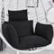 DKIEI Hanging Basket Swing Chair Cushion, Egg Chair Cushion Replacement with Headrest Pillow, Hanging Basket Seat Cushion Hammock with Filling Cotton for Patio Porch Backyard, Black(Cushion Only)