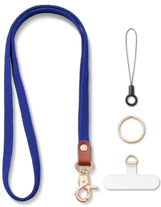 Schlüsselband zum Umhängen Schlüsselanhänger Lang Lanyard Kobaltblau | 48 cm Geflochten Elastisch Schlüsselkette Schlüsselbänder zum Umhängen Langer Lehrer Ausweishülle für Schlüssel Handy Lanyard