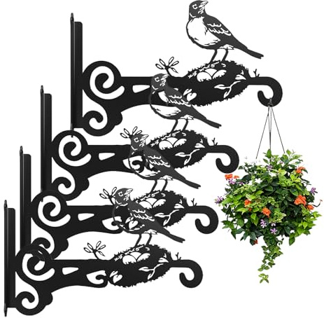 crayfomo 4 Pack Hanging Plant Bracket,Metal Plant Hooks | Rust-Proof ,Wall Mounted,for Plants,Bird Feeders,Wind Chimes,Lanterns