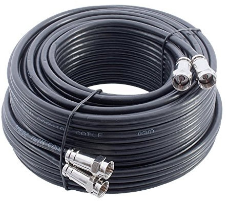 MAST DIGITAL YCAB03H/1 Smedz 20 m Twin Satellite Shotgun Coax Cable Extension Kit with Premium Fitted Compression F Connectors for Sky Q, Sky HD, Sky+ and Freesat - Black