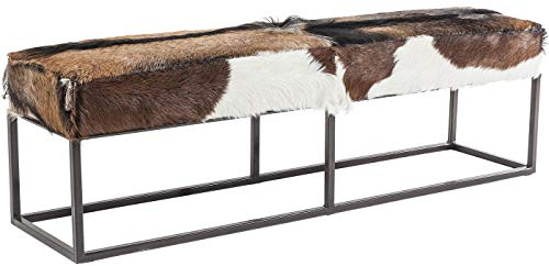 Kare Design Bank Country Life, Polsterbänke, Echtfell, Ziegenfell, Felloptik, Unikat, Einzelstück, Sitzbank, (H/B/T) 47x140x35cm