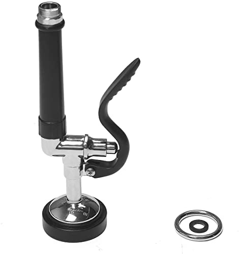 MSTJRY Commercial Sink Sprayer Pre Rinse Spray Valve with Handle Grip Assembly,1.42 GPM High Pressured Dish Sprayer for Replacement Kit of Commercial Faucet, Polished Chrome （Black）