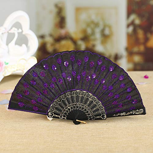 FeiliandaJJ Chinesischer Stil Faltfächer Handfächer Damen Elegant Adel Vintage Fächer für Hochzeits Party Dekoration Geschenk Ethnischer Tanz Chinesisches Kung Fu Sommer Lüfter