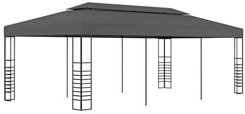 vidaXL Gartenpavillon UV-beständig Doppeldach Pavillon Gartenzelt Partyzelt Festzelt Bierzelt 3x6m Anthrazit Stahl 100% Polyester mit PA-Beschichtung