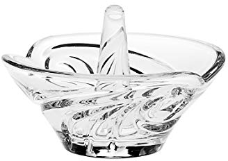 Barski Ring Holder - European Cut Crystal - with Swirl Design - 3.25 Diameter Made in Europe