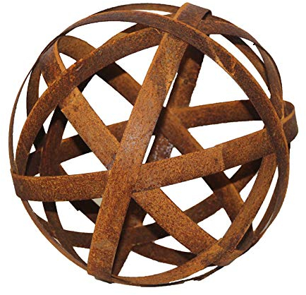 Bornhöft Kugel 30cm aus Metall Edelrost Rost Streifenbandkugel Eisen Deko Gartendeko Bänderkugel Stahlbandkugel (Bänderkugel 30cm)