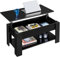 Yaheetech Mesa Centro Elevable y Extensible Mesa de Café con Revistero Mesa Elevable de Madera Lacada para Salon Mueble Salon Comedor de Estilo Moderno Negro 98x50x(42-55) cm