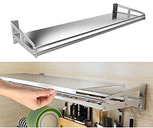 ACXZ Mikrowellen-Ofenregal wandhalterung, Küchenregal aus Edelstahl, abnehmbares Regala, belastbar 50 kg, Silber (Breite 35 cm, 40 cm)