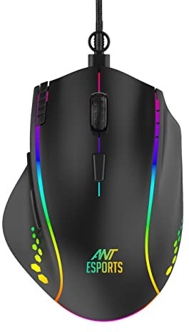 Ant Esports GM600 RGB Wired Programmable Gaming Mouse | 7200 DPI Optical Sensor | HUANO Mouse Switches | 7-Button Design with Macros Support