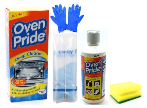 Oven Cleaner- Oven Pride Oven Cleaner- 500 ML Bottle - Bags for Cleaning Oven Racks, Gloves and Instructions Included - Complete Oven Cleaning Kit with Degreaser Sponge