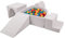 KiddyMoon Parque Infantil De Espuma con Triángulo Piscina De Bolas (200 Bolas) para Niños, Gris Claro: Amarillo/Verde/Azul/Rojo/Naranja