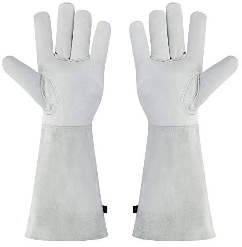 SH-RuiDu Rose Pruning Thorn Proof Gloves For Men & Women Ziegenleder Rindsleder Unterarmschutz Handschuh Gartenhandschuhe zum Beschneiden von Kakteen Brombeeren