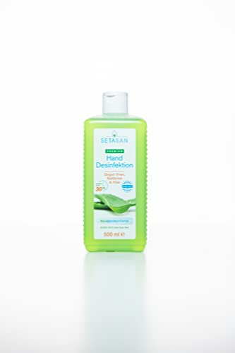 SETASAN premium Handdesinfektion 500 ml – Desinfektionsmittel mit Aloe Vera und biologischem Ethanol, hochwirksames Handdesinfektionsmittel mit frischem Duft