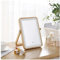 APLUSH Quadratischer LED-Schminkspiegel Aus Massivem Holz, Faltbarer Desktop-Reisespiegel Mit Licht, Smart Touch, Stufenloses Dimmen, Tragbarer Reisespiegel(A)