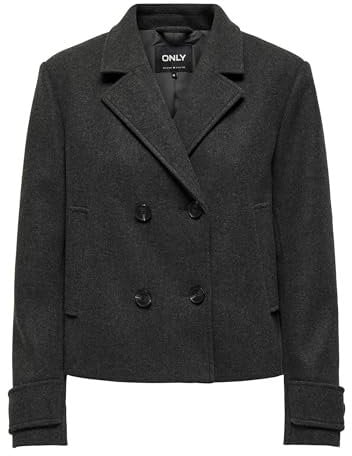 ONLY ONLFREJA Life Short DB Jacket OTW Noos, Chaqueta Mujer, Dark Grey Melange, M