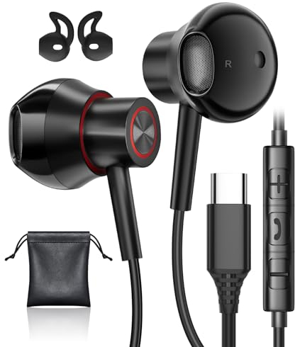 USB C Kopfhörer für Samsung S24 S23 Ultra A55 A54 A35 S22 iPhone 16 Kopfhörer mit Kabel USB C Anschluss Headset mit Mikrofon Stereo Kopfhörer USB C für iPhone 15 Pro Max Google Pixel 9 8 Pro iPad 10