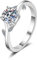 AMDXD 14K 585 Weißgold Pärchen Ringe, Klassiker Diamantring mit Labor Diamant 1 Karat (Rundschliff, VVS1), Gold 585 Hochzeitsring Damen Echter Schmuck, Gr.60 (19.1)