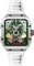 Nubeo Space Maven Automatikuhr für Herren, 44 mm, limitierte Auflage, mit Silikonarmband, NB-6077, Silberfarben, Grün, Armband