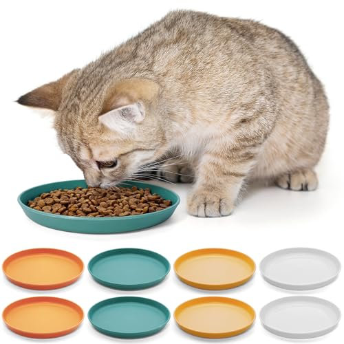8 Pcs Cat Food Bowls, Shallow Cat Dishes for Food & Water, Whisker Fatigue Free Cat Bowls, Flat Cat Feeding Bowls, Kitten Plates, Non-Slip Wide Cat Food Bowl for Cats, Kittens & Short-Legged Breeds