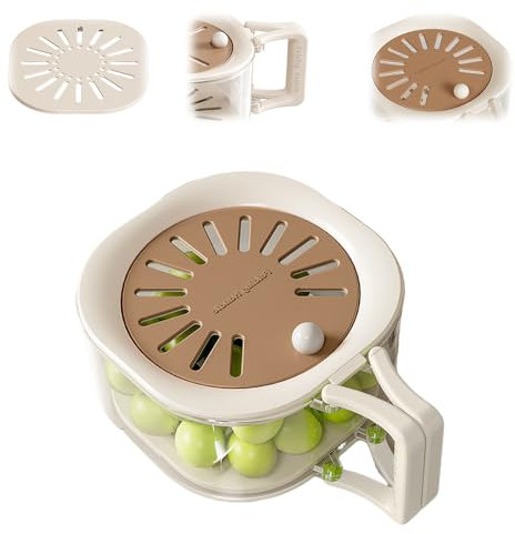 2 in 1 Draining Basket with Lid, 2025 New Washing Bowl with Hidden Handle, Drain Tray Keeps Food Fresh, Stackable Storage Container for Fruits Vegetables Kitchen (Coffee)