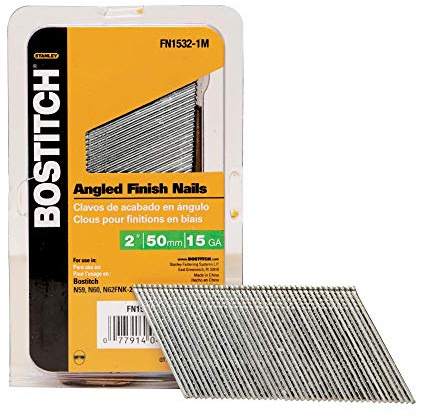 BOSTITCH FN1532-1M 2-Inch 15-Gauge FN Style Angled Finish Nails, 1000 per Box