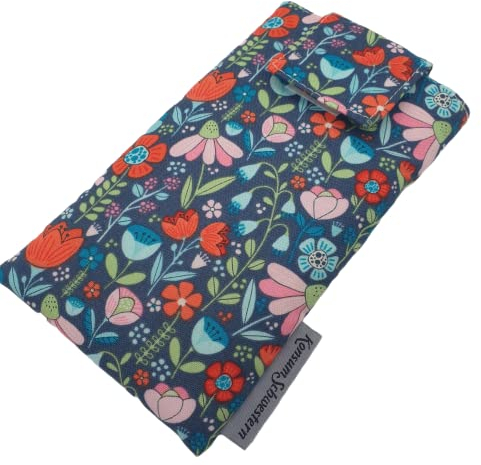maßgefertigte Handytasche Stoff mit Klett - für alle Handymodelle - Kornblumen -