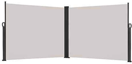 LZQ Auvent Store Latéral Retractable Polyester Paravent Extérieur Rétractable Brise-Vue Soleil Logement et Soutien Post en Aluminium Extensible Stores pour Jardin, Balcon 160 x 600 cm Gris