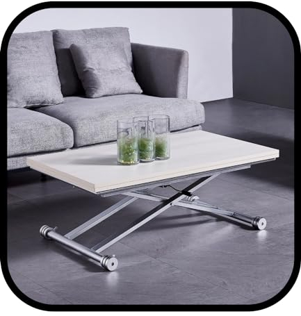 VOLERO' Wandelbarer platzsparender Tisch; höhenverstellbarer ;Modell Ulisse Medium, Lift-Tisch ;Verstellbarer wohnzimmertish (Antikweiß)