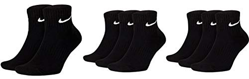 Nike Socks, Men/Women White/Black Short 8 Pairs, Ankle-High Pack of 8 Economy Sports Socks, UK Sizes 2–5, 5–8, 8–11, 11–14.5, Black / Black / Black