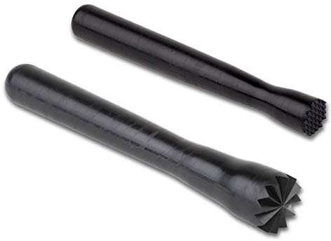 Buddy´s Bar - Stößel Set, 2 grobe Barstößel zum Auspressen von Früchten, Zerstoßen von Würfelzucker, Cocktailstößel, Eisstößel, Ø 2,5 cm, L: 21 cm, Ø 4 cm, L: 24 cm, Made in Germany, schwarz