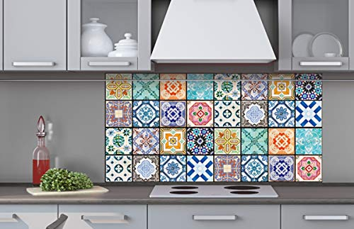 DIMEX Küchenrückwand Verbundplatte AZULEJOS 80 x 40 cm | Spritzschutz Küche für Herd Spüle | Premium Qualität, Acrylglas - Plexiglas, Stärke 5 mm - Made in EU | Inklusive Kleber