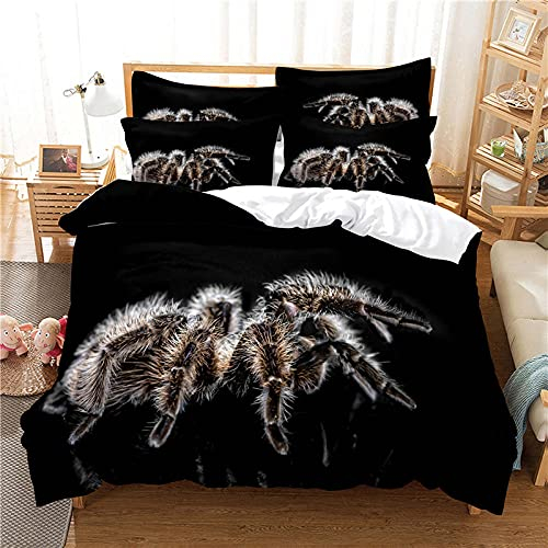 LWLFC Bettwäsche 135X200 Schwarze Spinne Bettwäsche Set 3 Teilig Bettbezüge Mikrofaser Bettbezug mit Reißverschluss und 2 Kissenbezug 80X80Cm, Weich Bettbezug