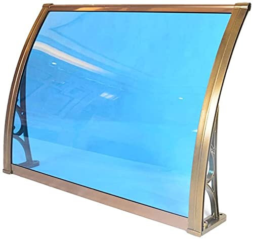 YZJL Vordach für Haustür Überdachung Vordächer Terrassenüberdachung Regenschutz Polycarbonatplatte Aluminiumlegierung Halterung Vorne Hinten Veranda Markise Pavillion(Color:Blue;Size:150x100cm)