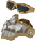 Juego de máscara táctica y gafas de airsoft, máscara de malla de calavera de media cara con lentes de airsoft para juegos CS al aire libre y caza (caqui)
