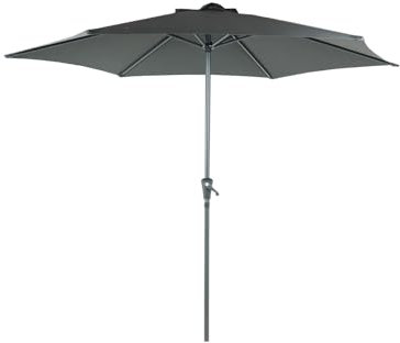 Edenjardi Parasol fijo Redondo de exterior de 270 cm, con mástil central redondo, salida de viento, Aluminio, Color Gris, Sombrilla para terraza o bar, Parasoles de piscina.