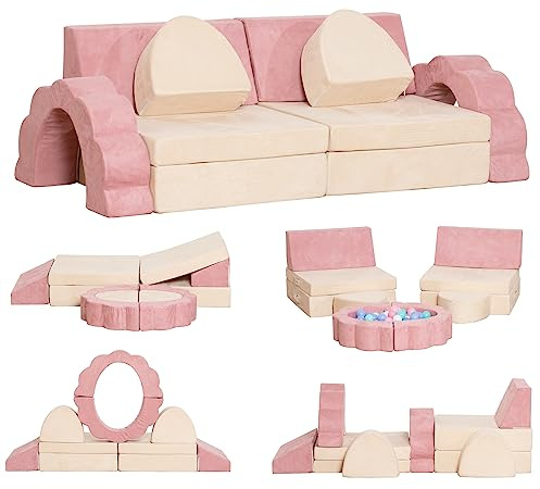 LOAOL Kids Couch 10PCS, Modular Kids Play Couch (Large Size)
