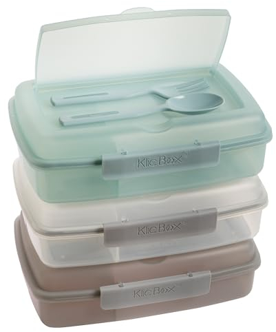 2friends Brotdose Kinder mit Fächern und Besteck 3er Set, BPA Frei Lunchbox für Kinder + Erwachsene, Brotdose mit Fächern und Clickverschluss, Silicondichtung, Mikrowellengeeignet