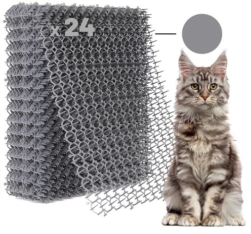 Petfolio 24 Pack Scat Mat for Cats - 16.5 x 13.4 Inch Cat Spikes Mat with 1 Inch Spikes is A Perfect Pet Training Mats for Cat Repellent Indoor & Outdoor. Keep Cats Away All Year Round