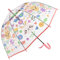 ThreeH Kinder klar Regenschirm gewölbt automatische transparente Kuppel Blase Oberfläche mit niedlichen Cartoon Katze für Mädchen,Rosa