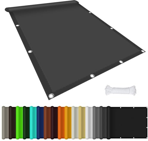 Tenda a Vela Parasole Rettangolare 300 x 500 cm Tenda da Sole Parasole, Rettangolare Impermeabile con Occhielli, Protección Rayos UV 98%, per Giardino Terrazzo e Campeggio, Grigio Scuro