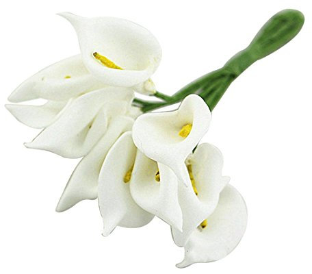 Pyatofly 12 StüCke Mini Calla KüNstliche Blumenstrauß Hochzeitsdekoration DIY Kranz Geschenk Weiß